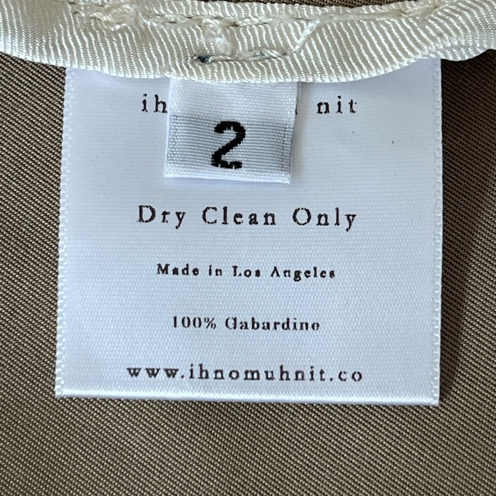 Ih Nom Uh Nit Taupe Long Raincoat with Contrast Stitching and Snap Buttons - Picture 3 of 11